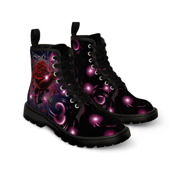 Men's Canvas Red Rose Boots