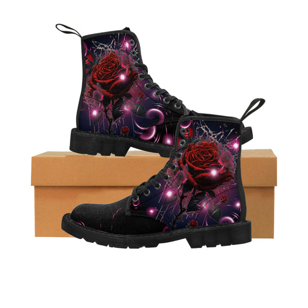 Men's Canvas Red Rose Boots
