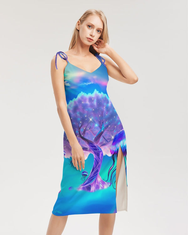 Trippy Jellyfish  Women's Tie Strap Split Dress
